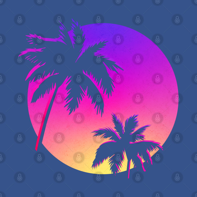 Disover Retro Miami Vintage Aesthetic - Palm Trees - T-Shirt