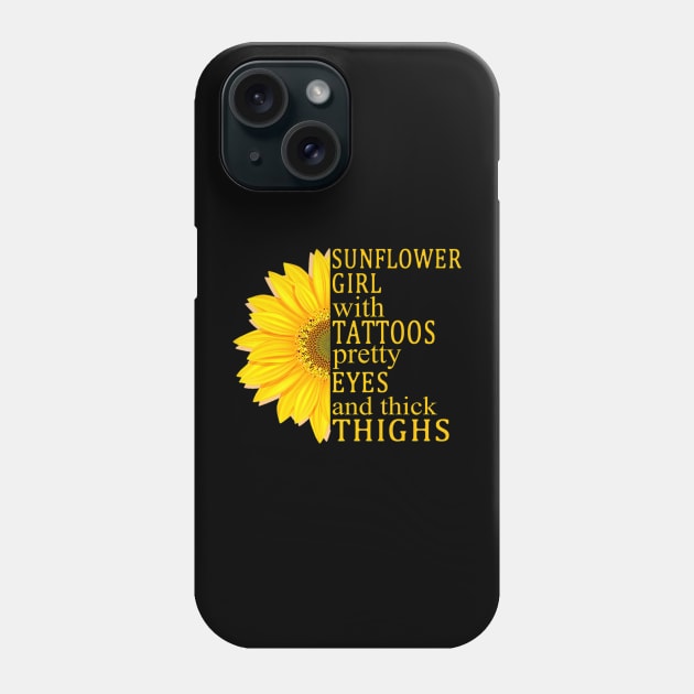 Sunflower Girl With Tattoos Phone Case by Spaceship Pilot