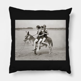 Ladies at Arlington Beach, 1924. Vintage Photo Pillow