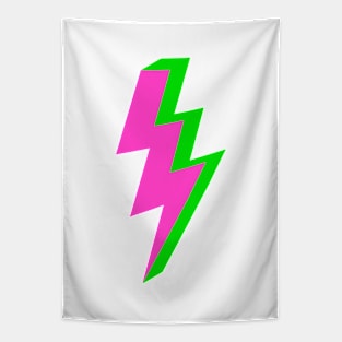 Neon Style Pink and Green Triple Lightning Bolt Tapestry