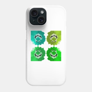 Goofy Green Jelly Monster Emoji Pixel Smiling Face Phone Case