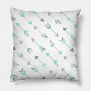 Mint Gray Tribal Arrows Pattern Indian Indigenous Pillow