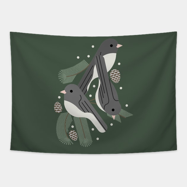 Winter Junco Tapestry by Aline Eg