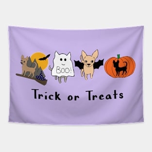 Lilac Halloween Chis - Smooth coat chihuahuas - Halloween Chihuahua Tee Tapestry