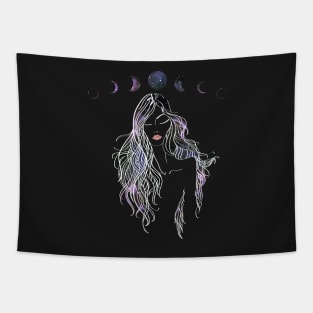 Moon Child Lunar Phases Dreamy Girl Tapestry