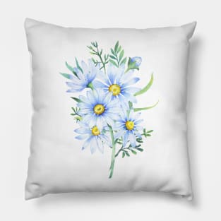 Bouquet of daisies, watercolor illustration. Chamomile floral arrangement of garden daisy flowers Pillow