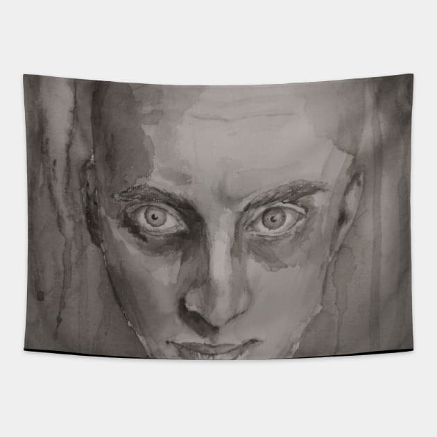 Black and white face Tapestry by FridaJohanssonArt