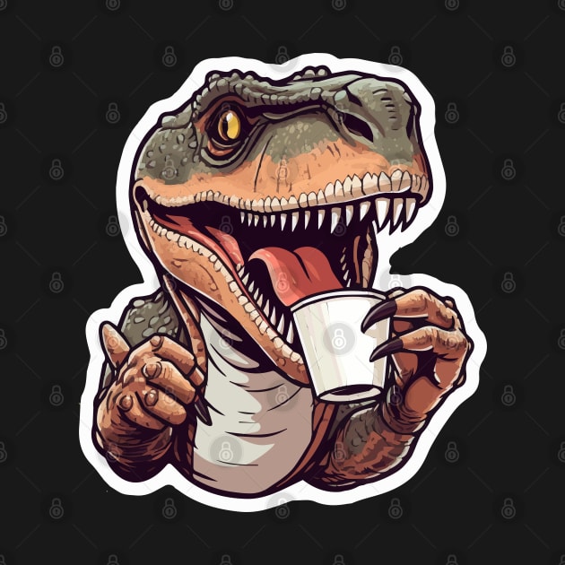 Tyrannosaurus Drinking Coffee by VelvetRoom
