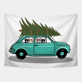 Bringing Home the Christmas Tree Teal Tapestry