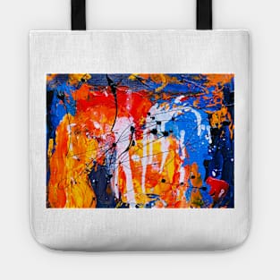 Orange and blue abstract painting Tote