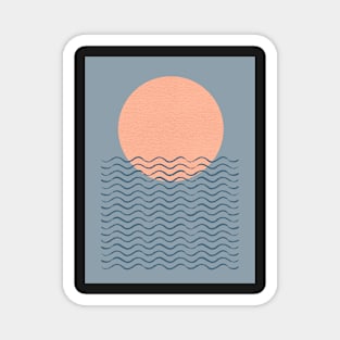 Ocean Wave Sun - Mid century modern Magnet