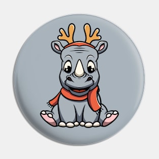 Cute Christmas Rhino Pin