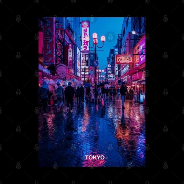 Tokyo Street Neon Synthwave by JeffDesign