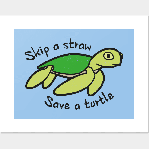 Funny Turtle Skip The Straw Save A Sea Turtle' Sticker