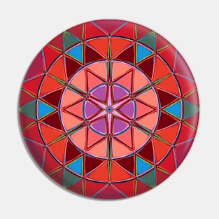 Cartoon Mandala Red Pink and Blue Pin