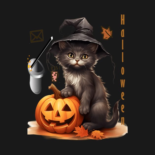 Halloween black cat pumbkins by ahlama87