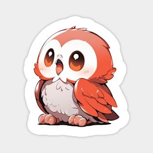 Chibi Red Owl Magnet