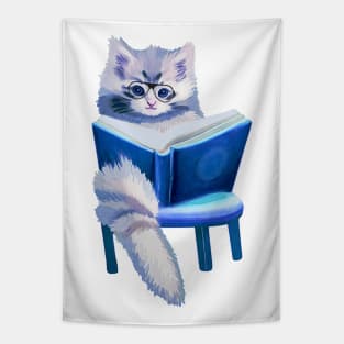 Book Reading Kitty Tapestry