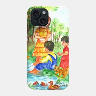 summer sail tales childhood illustration watercolor painting Phone Case