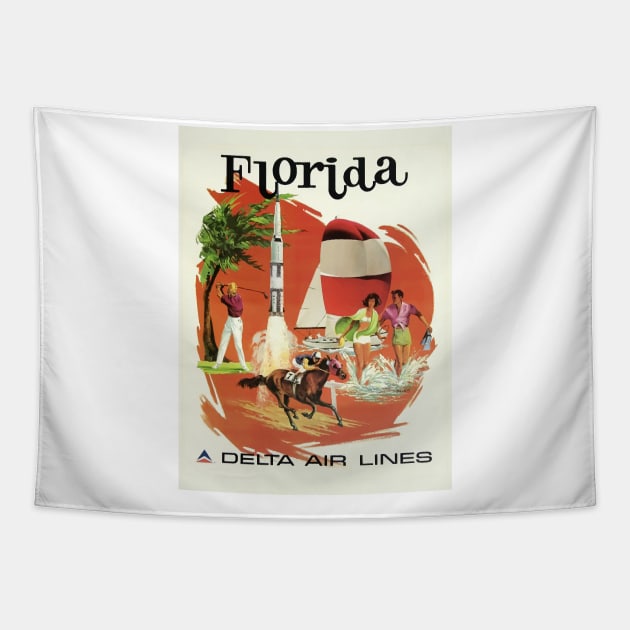 Florida - Vintage Travel Poster Tapestry by Culturio