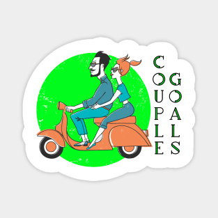 couple goals couple riding on scooter Magnet