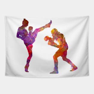 Boxing-muay thai in watercolor Tapestry