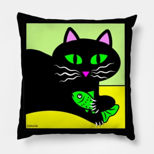 Black Cat with Catnip Fish Pillow