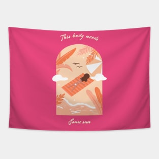 Tanning Sunbathing Summer Summertime Beach Vibes Tapestry