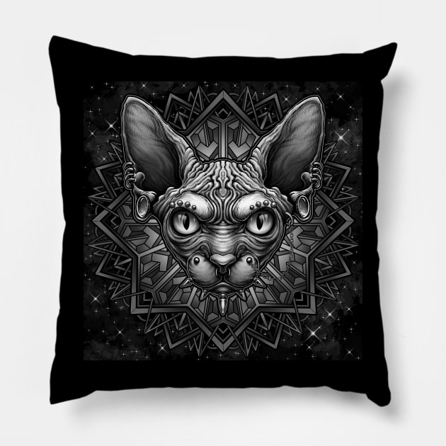 Punk sphynx cat Pillow by LillyRise