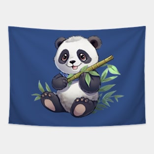 Cute Baby Panda with Bamboo Tapestry