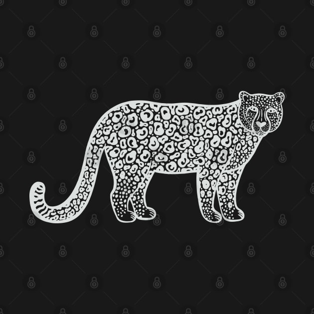 Snow Leopard - hand drawn animal lovers big cat design by Green Paladin