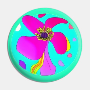 Psychedelic Flower 3 | AI Generated design by @remlorart T-Shirt Pin