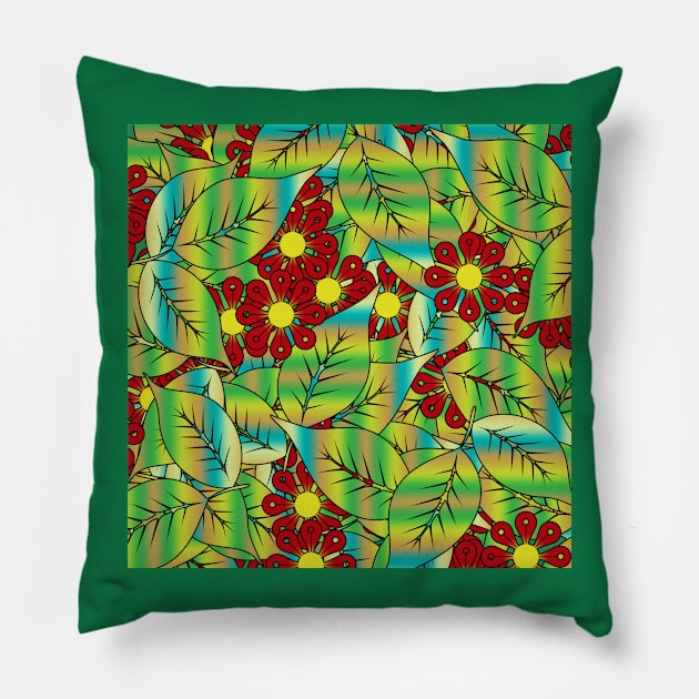 Foliage and flowers Pillow by Gaspar Avila
