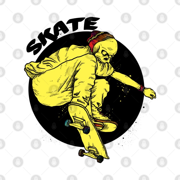 Skateboarding Skull by borneoliveco