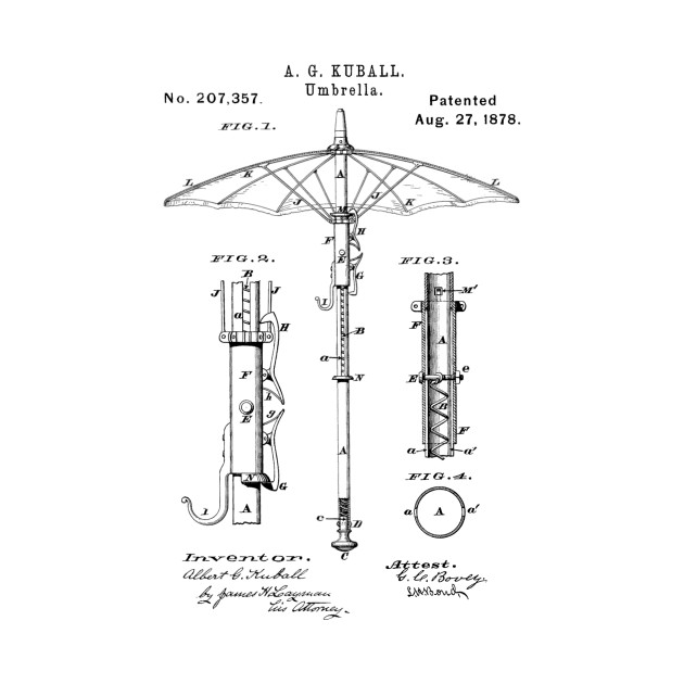 vintage umbrella patent art c1878 umbrella diagram