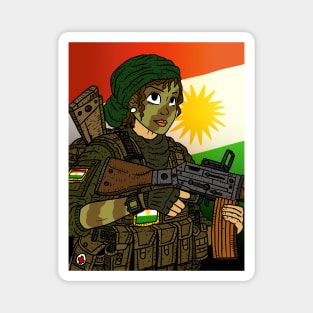 a female soldier of the kurdish defense forces, YPG. kurdistan. Magnet