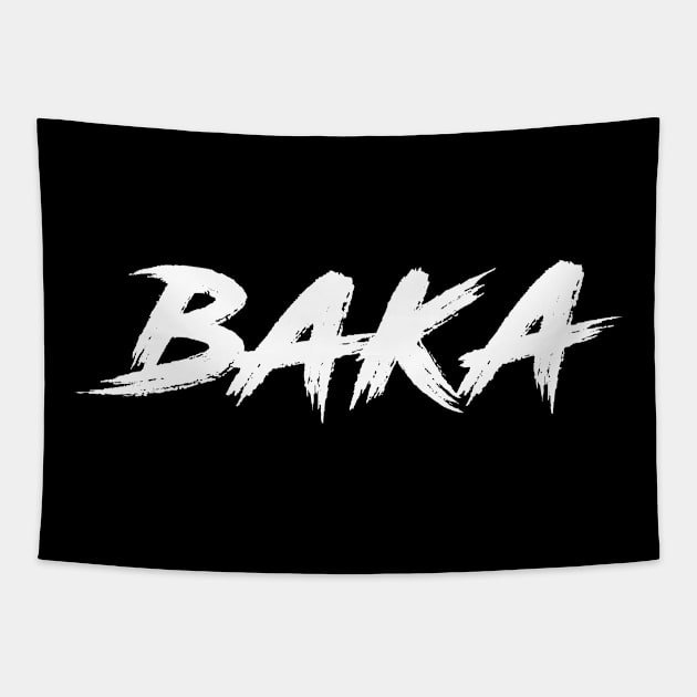 Baka - white text Tapestry by NotesNwords