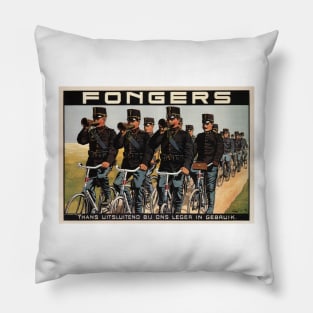 FONGERS Cycles Currently Only Used by Dutch Army Vintage Bicycle Advertisement Pillow