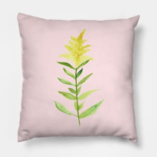 Goldenrod Loose Watercolor Wildflower Illustration Pillow