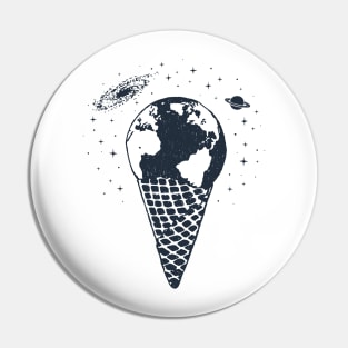 Ice Cream Earth In Space. Creative Illustration Pin