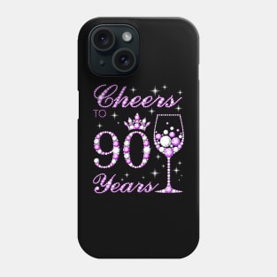 Cheers To 90 Years Old Women Purple 90Th Birthday Phone Case