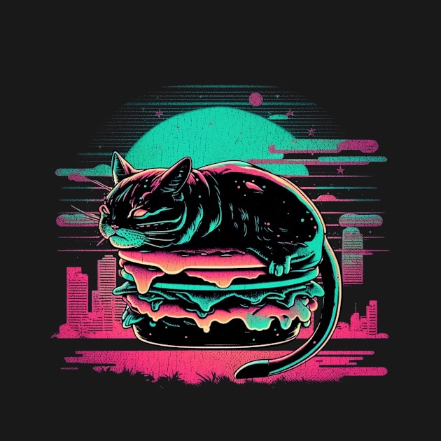 Retro Synthwave Catburger by DragonDream