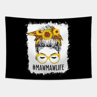 Bleached Mawmaw Life Messy Bun Hair Sunflower Mothers Day Tapestry