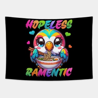 Hopeless Ramentic Funny Romantic Parrot Ramen Noodle Tapestry