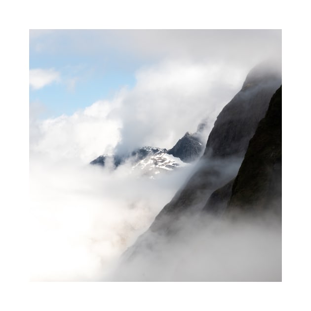 Misty Mountains in Milford Sound New Zealand by Danny Wanders