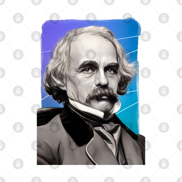 American Novelist Nathaniel Hawthorne illustration by Litstoy 