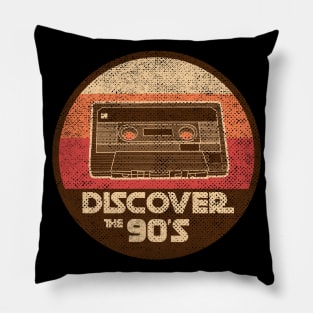 DISCOVER THE 90'S retro vintage cassette tape mashup Pillow