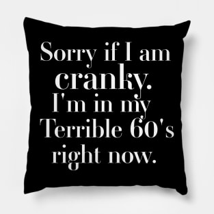 sorry if i am cranky i'm in my terrible 60's right now Pillow