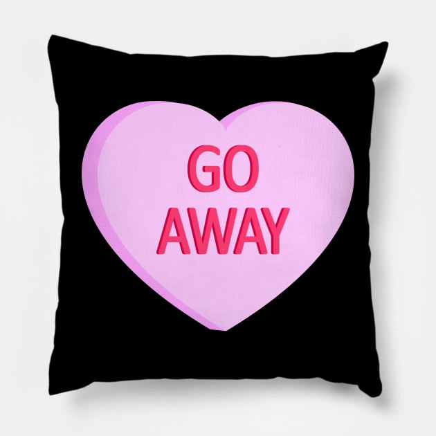 Go Away - Anti Valentines Day Conversation Heart Pillow by skauff