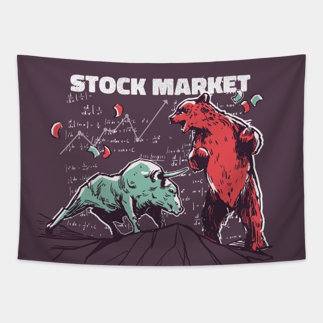 Stock Market Bear Vs. Bull Tapestry by M n' Emz Studio